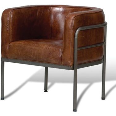 Breda Brown Leather Stationary Chair