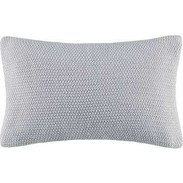 Bree Acrylic Knitted Oblong Pillow Cover In Grey