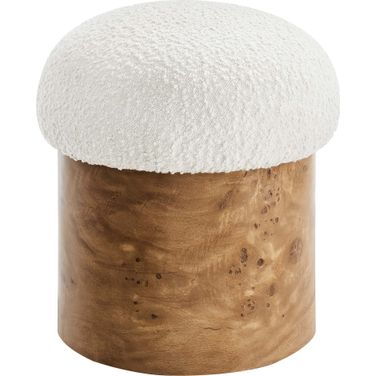 Breeze Boucle Upholstered Ottoman In Ivory and Burgundy
