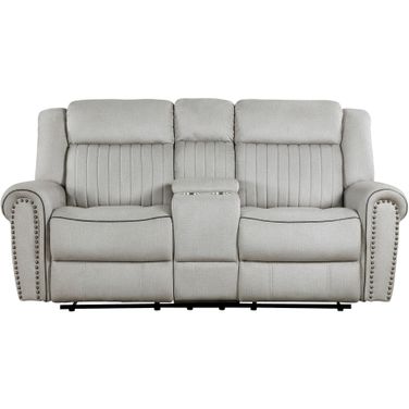 Brennen Double Reclining Loveseat with Center Console In Gray