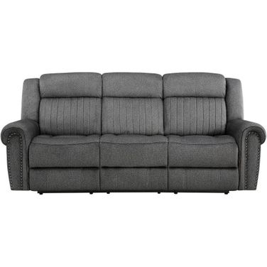 Brennen Power Double Reclining Sofa In Charcoal