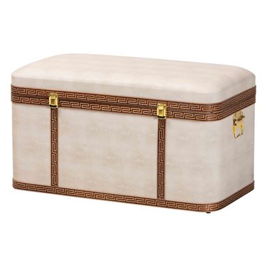 Brenner Faux Shagreen Storage Trunk In Beige