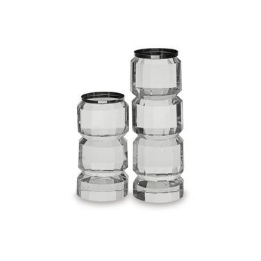 Brentley 2 Piece Candle Holder Set In Clear/Silver
