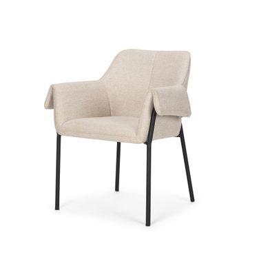 Brently Oatmeal Fabric Dining Chair Set of 2 In Cream