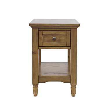 Brentwood Chairside End Table with Drawer and Storage Shelf In Cascade Oak and Brown