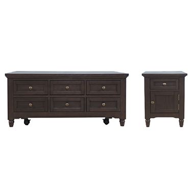 Brentwood Lift-Top Occasional Table Set with Storage In Arbor Oak and Brown