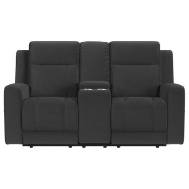 Brentwood Upholstered Reclining Loveseat In Dark Charcoal