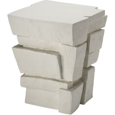 Brick Fiber Glass Side Table In Cream White