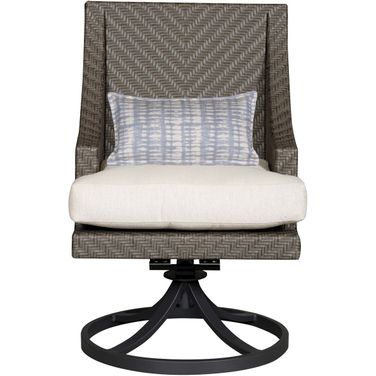 Bridgehampton Outdoor Swivel Rocker Dining Chair In White and Brown
