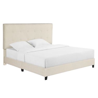 Bridger King Tufted Upholstered Platform Bed In Beige