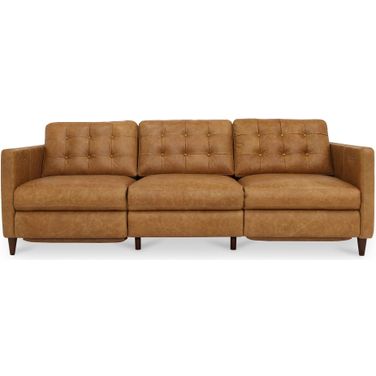 Bridgers Leather Power Recliner Sofa In Tan