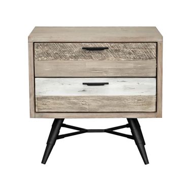 Bridges 2 Drawer Nightstand In Two Tone Acacia Wood