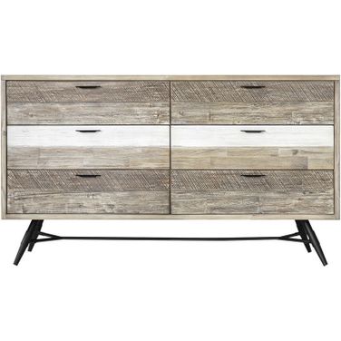 Bridges 6 Drawer Dresser In Two Tone Acacia Wood
