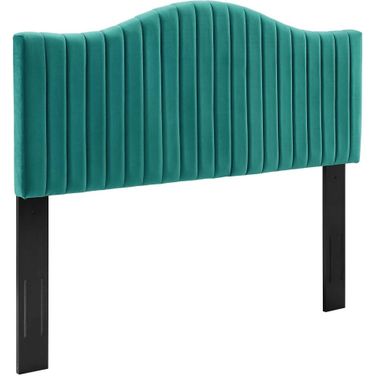 Brielle Channel Tufted Performance Velvet Twin Headboard In Teal
