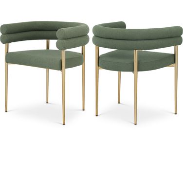 Brielle Fabric Dining Chair Set of 2 In Green
