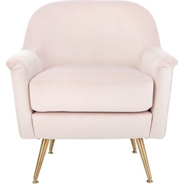 Brienne Blush Pink and Brass Mid Century Arm Chair
