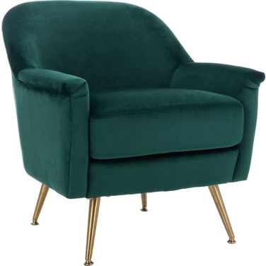 Brienne Emerald and Brass Mid Century Arm Chair