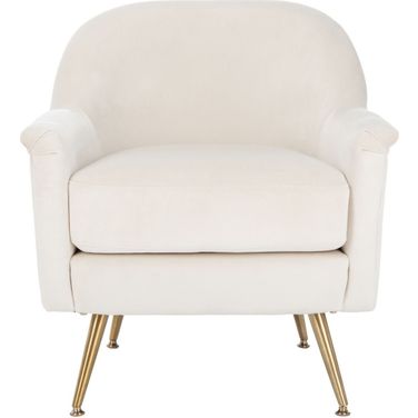 Brienne Ivory and Brass Mid Century Arm Chair