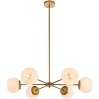 Briggs 30 Inch Pendant In Brass With White Shade