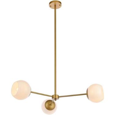 Briggs 32 Inch Pendant In Brass With White Shade