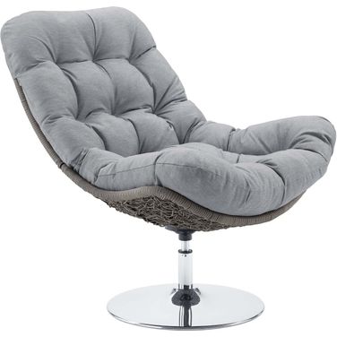 Brighton Light Gray Wicker Rattan Outdoor Patio Swivel Lounge Chair