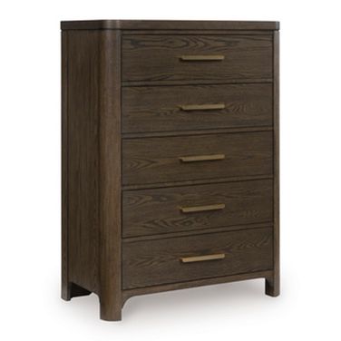 Brillynd Five Drawer Chest In Burnished Brown