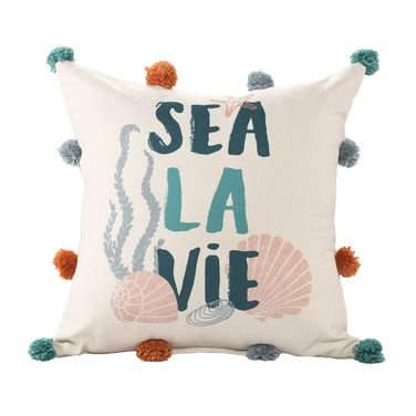 Brine "Sea La Vie" Handmade Throw Pillow Cover In Brown and Green