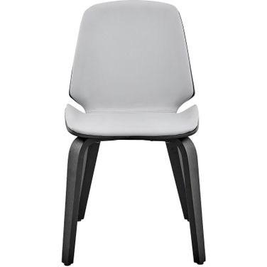 Brinley Gray Faux Leather and Black Wood Dining Room Accent Chair
