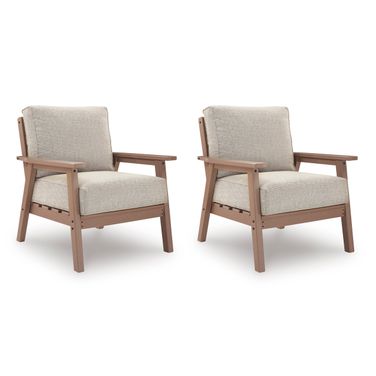 Brinnalli Outdoor Lounge Chair with Cushion Set of 2 In Driftwood