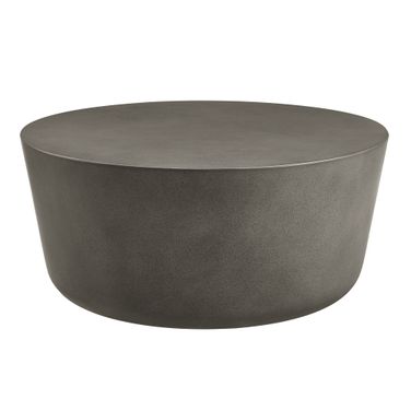 Brion Round Indoor - Outdoor Patio Concrete Coffee Table In Gray