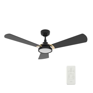 Brisa 52 Inch 3-Blade Flush Mount Smart Ceiling Fan with LED Light and Remote In Black and Gold