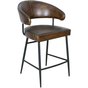 Brisbane Dover Counter Chair In Washed Chestnut Leather