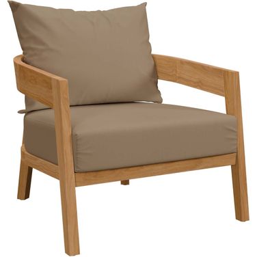 Brisbane Teak Wood Outdoor Patio Armchair In Light Brown