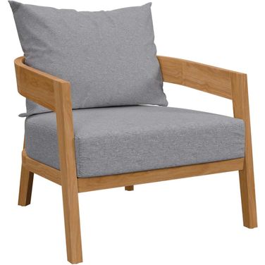 Brisbane Teak Wood Outdoor Patio Armchair In Natural Gray