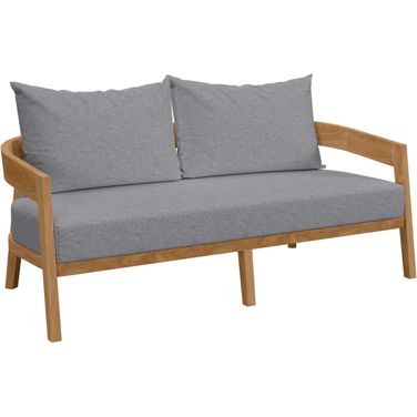 Brisbane Teak Wood Outdoor Patio Loveseat In Natural Gray