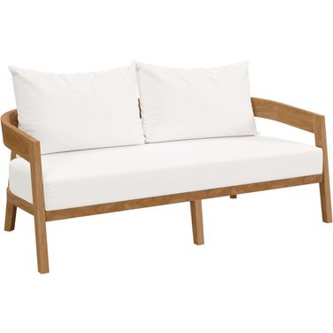 Brisbane Teak Wood Outdoor Patio Loveseat In Natural White