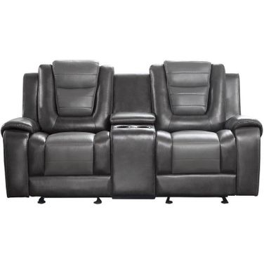 Briscoe Light And Dark Gray Double Glider Reclining Loveseat With Center Console