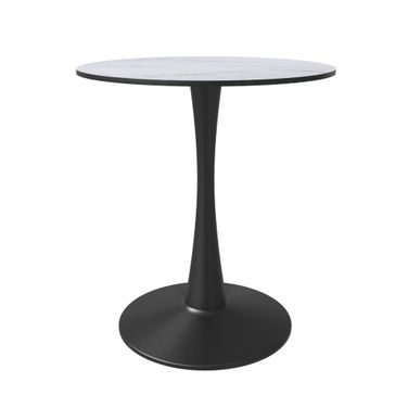 Bristol 24 Inch Round Dining Table with MDF Top In Black and Marble White