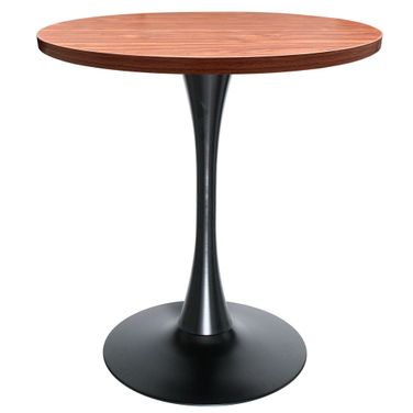 Bristol 27 Inch Round Dining Table with MDF Top In Black and Cognac Brown