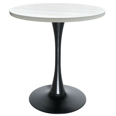 Bristol 27 Inch Round Dining Table with MDF Top In Black and Light Natural