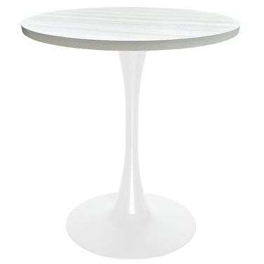 Bristol 27 Inch Round Dining Table with MDF Top In White and Light Natural