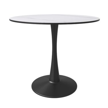Bristol 31 Inch Sintered Stone Top Round Dining Table In Black and White