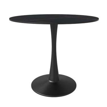Bristol 31 Inch Sintered Stone Top Round Dining Table In Black