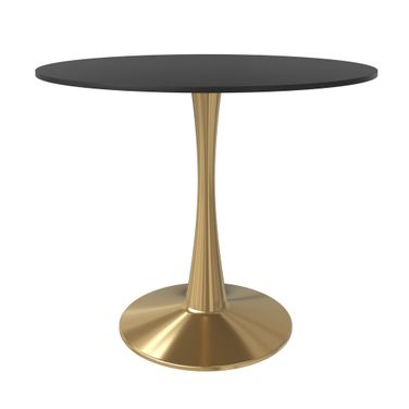 Bristol 35 Inch Round Dining Table In Gold and Black