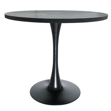 Bristol 36 Inch Marbleized MDF Top Round Dining Table In Black