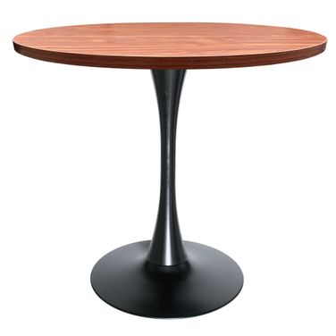Bristol 36 Inch MDF Top Round Dining Table In Black and Cognac Brown