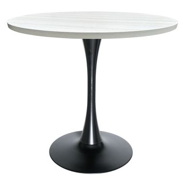 Bristol 36 Inch MDF Top Round Dining Table In Black and Light Natural