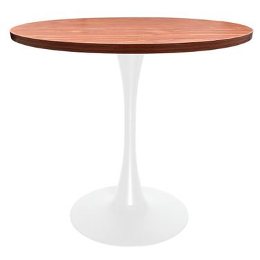 Bristol 36 Inch MDF Top Round Dining Table In White and Cognac Brown