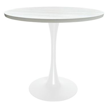 Bristol 36 Inch MDF Top Round Dining Table In White and Light Natural