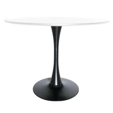 Bristol 40 Inch Round Dining Table In Black and White